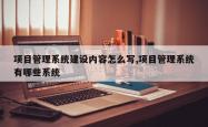 项目管理系统建设内容怎么写,项目管理系统有哪些系统