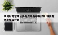 项目财务管理软件免费版有哪些好用,项目财务主要做什么
