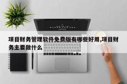 项目财务管理软件免费版有哪些好用,项目财务主要做什么
