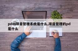 pdm项目管理系统是什么,项目管理的pd是什么