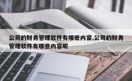 公司的财务管理软件有哪些内容,公司的财务管理软件有哪些内容呢
